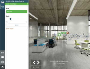 Screen shot of office VR image with Yulio vr hotspots editor